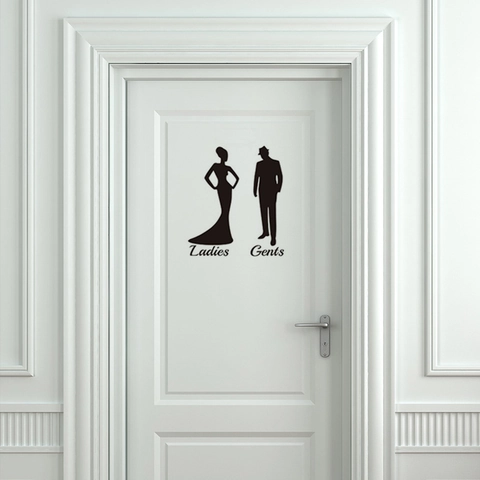 Ladies Gents Badkamerbord Toilet Deur Sticker PVC Creatief Waterdicht Zelfklevend Silhouet Muursticker Voor Toilet Decoratie