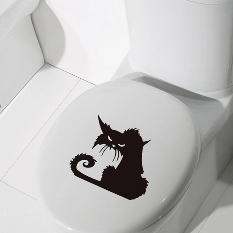 Halloween Spooky Black Cat Silhouette Wall Sticker PVC Decorative Decal For Toilet Bathroom Window Home Decor Scary Cat Art