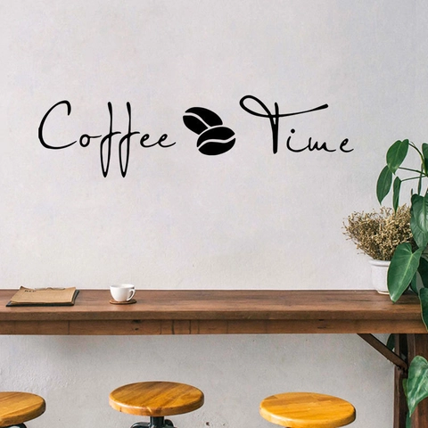 Abnehmbares Coffee Time Wandtattoo Mit Kaffeebohnen Muster Für Cafe Küche Esszimmer Heim Büro Wandaufkleber Dekor