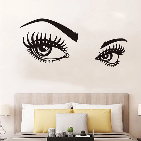 Sexy Eyelashes Eyebrows Eyes Wall Sticker Waterproof PVC Removable Home Decor For Bedroom Beauty Salon Wall Art Decal