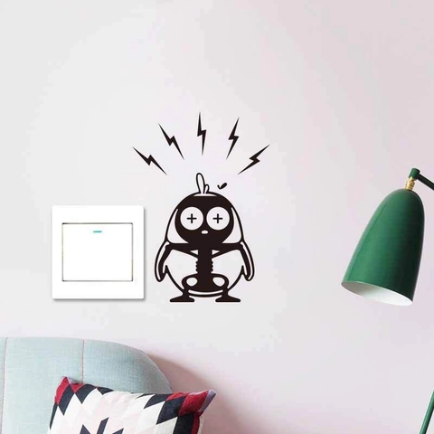 Creativo Adesivo per Interruttore della Luce a Forma di Uccello Cartoon Decalcomania da Muro in PVC per Camera dei Bambini Casa KG107