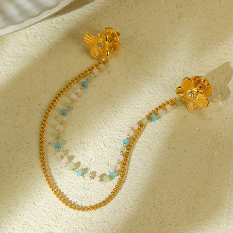 Spilla da Colletto a Farfalla in Acciaio Inossidabile Con Catena a Doppio Strato e Strass Spilla a Farfalla Gioielli Decorativi per Camicia da Donna