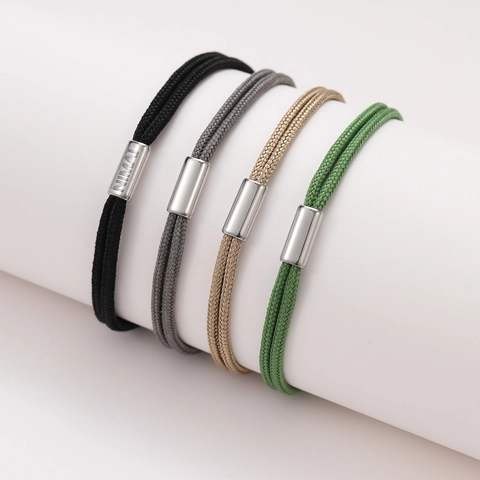 Stainless Steel Minimalist Woven Rope Bracelet For Women Adjustable Braided Hand String Fashion Commuter Jewelry Gift