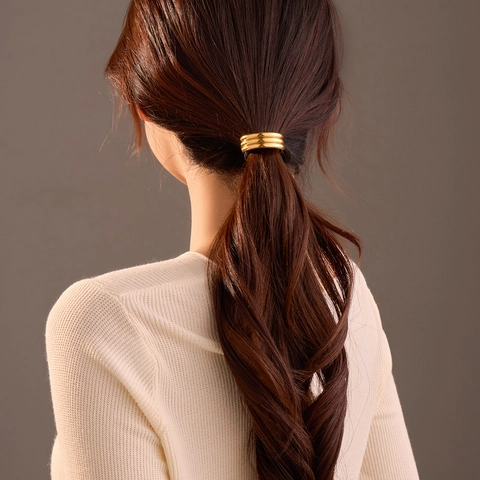 Elastico per Capelli ad Anello a Tre Strati a Forma di U in Acciaio Inossidabile Scrunchie in Metallo per Donna