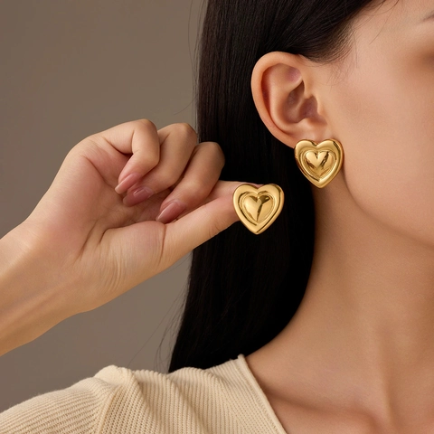 Minimalist Stainless Steel Geometric Earrings For Women Heart Star Square Triangle Shape Gold Silver Plated Fashion Jewelry