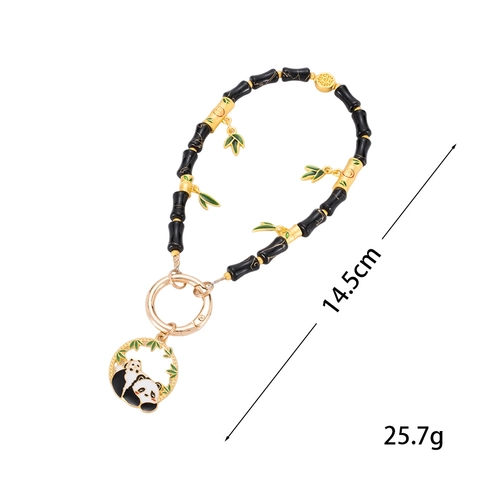 Ciondolo Panda in Smalto Stile Cinese con Perline a Nodo di Bambù Cinturino per Telefono Vintage Ciondolo per Borsa da Donna Regalo Fortunato