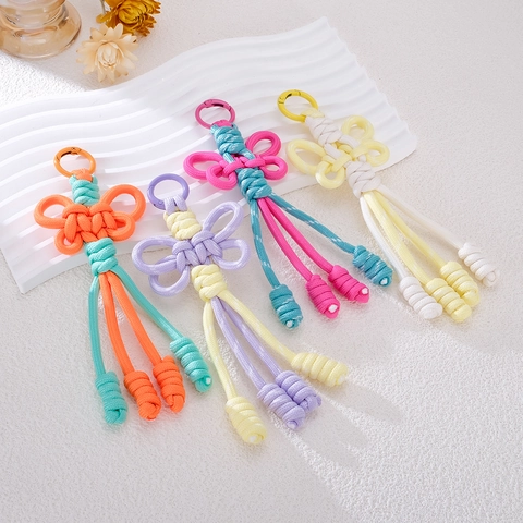 Handgemachte Gewebte Schleife Taschenanhänger Süße Polyester Kordel Schlüsselanhänger Für Damen Mädchen Tasche Telefon Deko Geschenk
