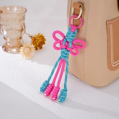 Handgemachte Gewebte Schleife Taschenanhänger Süße Polyester Kordel Schlüsselanhänger Für Damen Mädchen Tasche Telefon Deko Geschenk