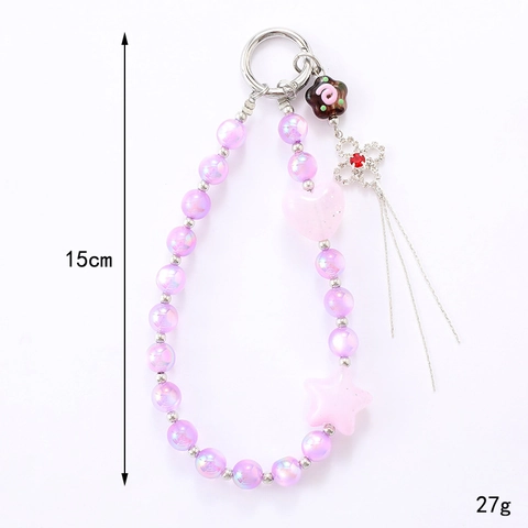 Beaded Phone Charm With Clover Heart Star Pendants Fashion Tassel Mobile Phone Chain Bag Hanging Decor For Women