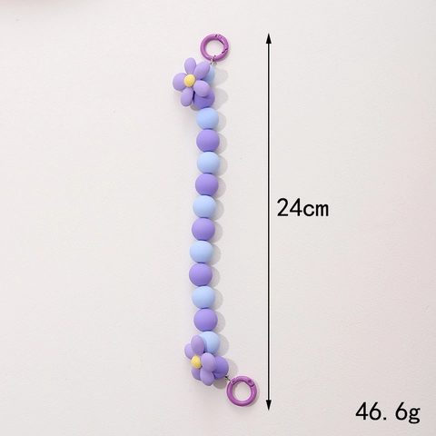 Mattierte Perlen Handykette Mit Harz Blumenanhänger Für Damen Farbverlauf Perlen Anti-Fall Handytasche Hängende Kette Hand Charm Schmuck Geschenk