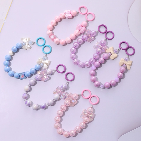 Cordón de Lazo con Cuentas de Acrílico y Perlas Artificiales Kawaii Amuleto de Conejo y Unicornio Hecho a Mano para Bolso y Teléfono