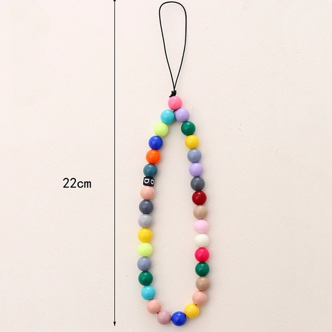 Acrylic Beaded Phone Chain Crystal Bow Heart Bear Alphabet Anti-lost Phone Wrist Strap Decoration For Women Phone Case