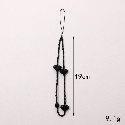 Handmade Colorful Beaded Phone Chain With Acrylic Heart And Bow Charms Anti-Loss Mobile Phone Strap Accessory For Women Girls