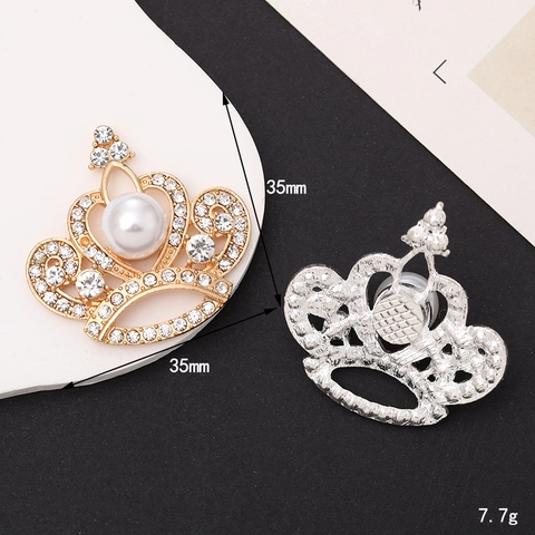 Ciondoli a Forma di Corona in Lega con Strass e Künstliche Perle Sintetiche per Decorazione Fai-da-te Scarpe Gioielli Oro Argento