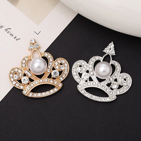 Ciondoli a Forma di Corona in Lega con Strass e Künstliche Perle Sintetiche per Decorazione Fai-da-te Scarpe Gioielli Oro Argento