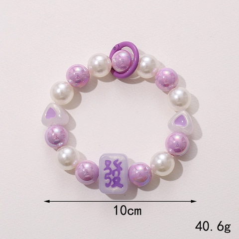 Ciondolo per Telefono con Perline Mahjong Fa Carattere Portafortuna Bracciale Fatto a Mano in Acrilico Perla Artificiale Cuore Laccetto
