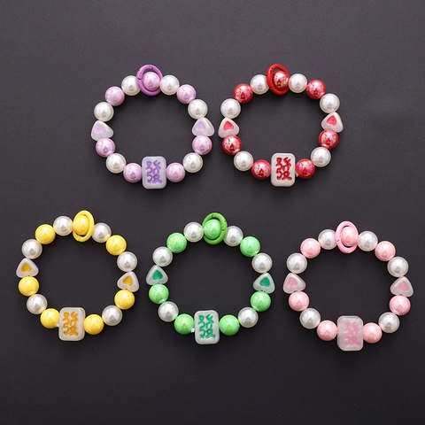 Ciondolo per Telefono con Perline Mahjong Fa Carattere Portafortuna Bracciale Fatto a Mano in Acrilico Perla Artificiale Cuore Laccetto