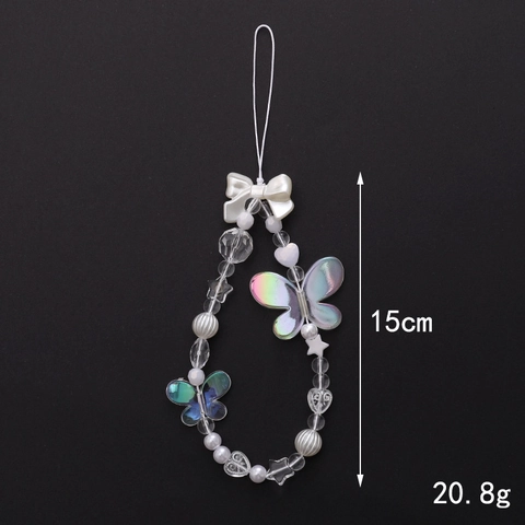 Handgefertigte Perlen Handykette Acryl Süße Hase Schmetterling Blumen Anti-Fall Riemen Macaron Bunt Kawaii Handgelenk Handy Kette Schmuck Zubehör