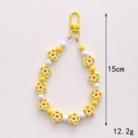 Zoete Bloem Kralen Sleutelhanger Telefoonbedel Esthetische Hart Strik Acryl Strap Tas Hanger Accessoire Voor Vrouwen Meisjes
