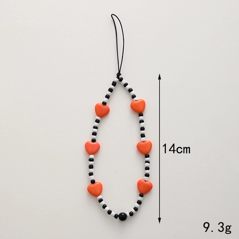 Handgefertigte Perlen Handykette Herzförmige Holzperlen Verlustschutz Handschlaufe Mobiltelefon Lanyard Für Damen Mode Accessoire