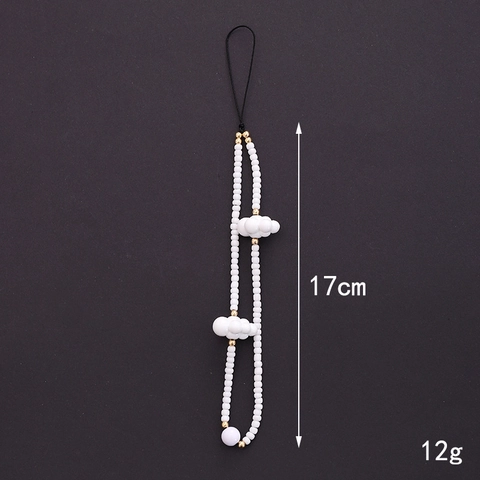 Cute Acrylic Beaded Phone Charm Strap Sweet Iridescent Cloud Bear Bow Decor Anti Lost Hand Wrist Lanyard Mobile Phone Case Jewelry Accessory For Women