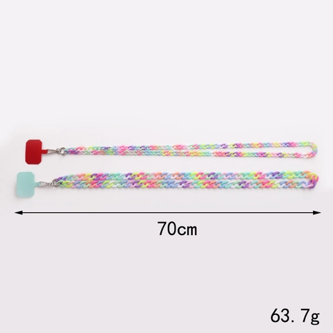 Cadena de Teléfono de Acrílico Correa de Hombro Multicolor Macarrón Ornamento para Funda de Teléfono Hebilla de Metal Parche Mujer Accesorio