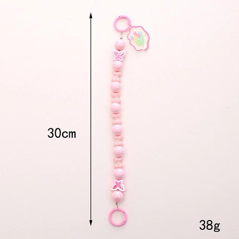 Sweet Mermaid Beaded Phone Strap Plastic Resin Bowknot Cartoon Charm Bag Hanging Chain Handheld Keychain Jewelry Gift Women