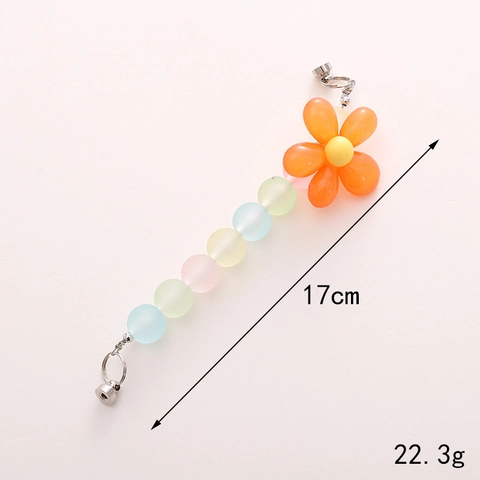 Matte Acryl Perlen Handykette Mit Blumen Bären Anhänger Bunte Anti-Drop Handy Lanyard Armband Für Damen Süße Tech Accessoires
