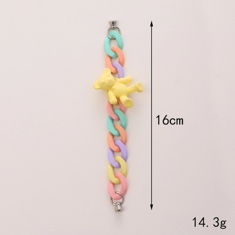 Acrylic Matte Lacquered Bear Phone Chain Strap Multicolor Macaron Resin Link Chain Wristlet For Women Phone Case Charm Bag Accessories