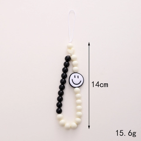 Acryl Perlen Handy-Gurt Lächelndes Gesicht Herz Anhänger Handgefertigt Buntes Lanyard Handyhülle Dekoration Damen Kinder Schmuck