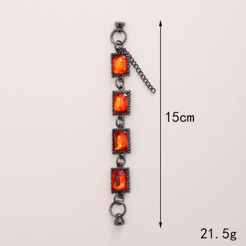 Vintage Metal Phone Case Chain Bracelet With Rectangular Rhinestone Gemstone DIY Anti-Fall Phone Strap Accessories For Women