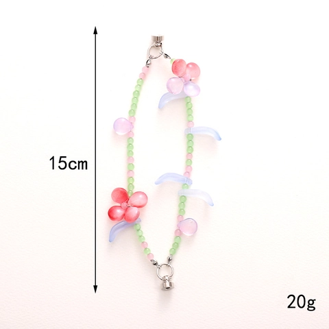 Handmade Beaded Phone Charm Bracelet With Magnetic Buckle Acrylic Butterfly Flower Leaf Phone Case Lanyard Chain For Women Accessories