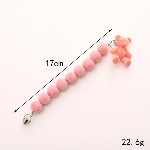 Flocking Acrylic Cartoon Bear Beaded Phone Charm Bracelet Chain For Phone Case Bag Charm Pendant Accessory For Women