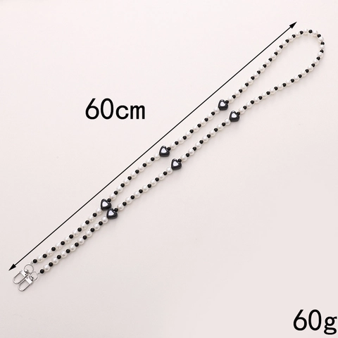 Handmade Heart Artificial Pearl Crossbody Phone Chain Sweet Candy Color Bead Phone Lanyard Mobile Case Lanyard For Women
