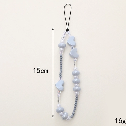 Acrylic Beaded Phone Strap Heart Cat Head Charm Pearlized Anti-lost Wrist Lanyard Kawaii Phone Case Decor For Women