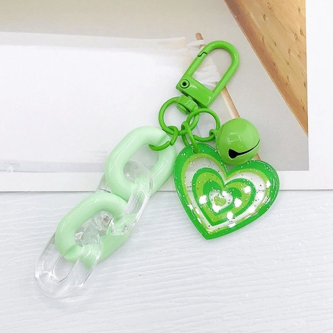 Porte-Clés Cœur Doux Cloche Coloré Acrylique Chaîne Paillettes Pendentif Sac Charme Laqué Alliage Fermoir Mousqueton Voiture Porte-Clés Bijoux Femme