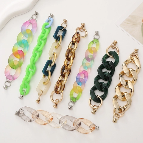 Correa de Teléfono de Cadena Gruesa de Acrílico Anti-Pérdida Degradado Iridiscente Decoración de Funda de Teléfono DIY para Mujer Asa de Bolso Pulsera Llavero