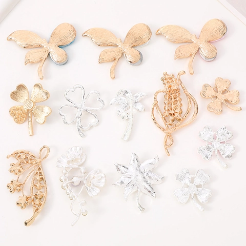 DIY Jewelry Making Accessories Zinc Alloy Rhinestone Artificial Pearl Charms Flower Butterfly Maple Leaf Bear For Phone Case Shoes