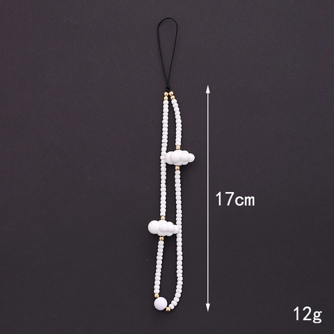 Cute Cloud Beaded Phone Charm Bear Bow Hand Wrist Strap Anti-Lost Keychain For Women Girls Mobile Phone Case Accessory