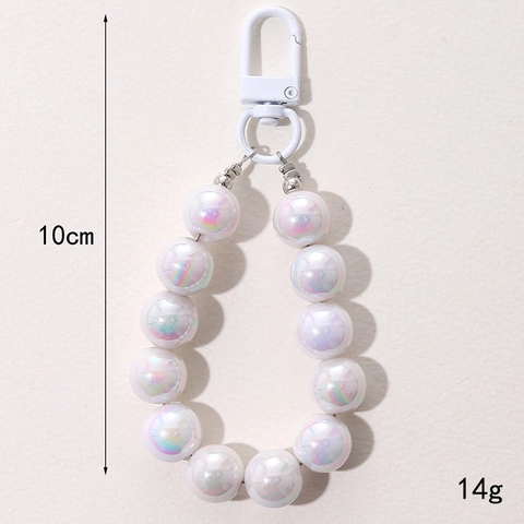 Iridescent Mermaid Beaded Keychain Candy Color Artificial Pearl Bag Charm For Earphone Case Handbag Decoration Women Girl Hanging Accessory