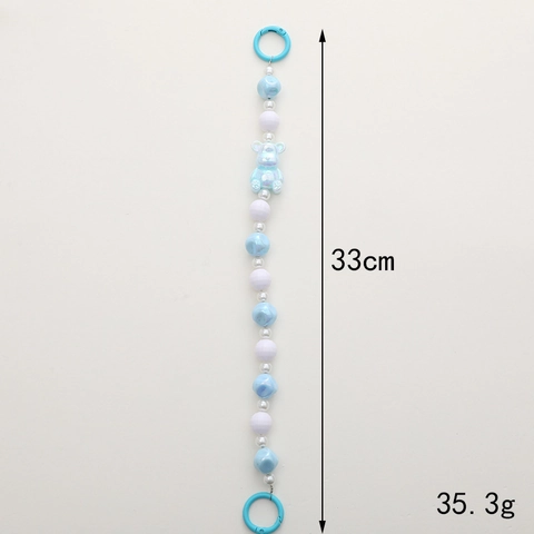 Catena per Cellulare con Perline a Forma di Orso in Resina Acrilica Colore Macaron Cinturino da Polso per Donna Ragazza