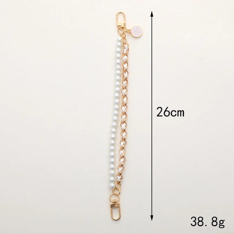 Correa de Teléfono de Doble Cadena Trenzada de Cuero y Metal de Lujo Con Colgante de Flor de Perla Artificial Elegante Colgante de Bolso