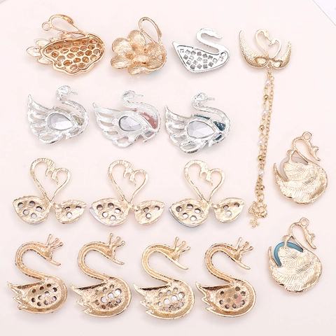 Ciondoli a Forma di Cigno e Anatra in Lega di Zinco con Strass per Creazione di Gioielli Fai-da-te Decorazione per Cellulare Donna