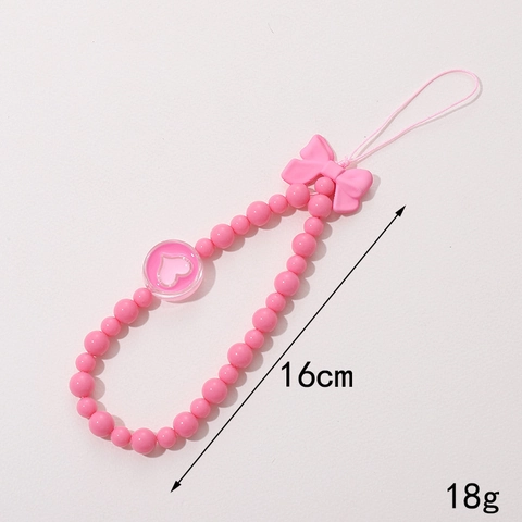Handmade Acrylic Beaded Phone Lanyard Sweet Bow Heart Candy Tulip Charm Phone Case Strap Anti-Drop Decoration For Women