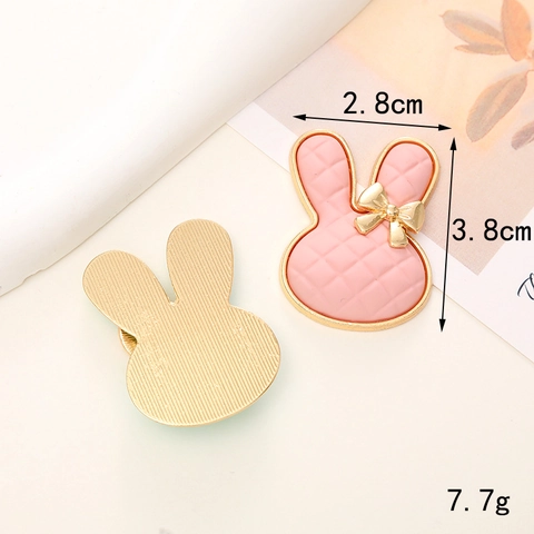 Cartoon Karomuster Hasenkopf DIY Charms Für Lochschuhe Handyhülle Dekoration Legierung Emaille Tier Zubehör Mit Schleife