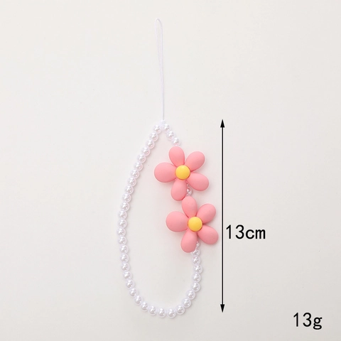 Acryl Perlen Handykette Mattierte Blume Herz Smiley Gesicht Künstliche Perle Strap Handyhülle Dekoration Armband