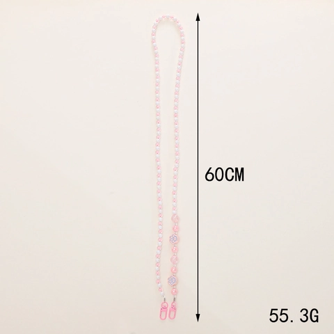 Cadena de Teléfono de Cuentas Dulce Bandolera Perla Artificial de Imitación Pata de Gato Corazón Cordón Para Funda de Teléfono Bolso Joyería
