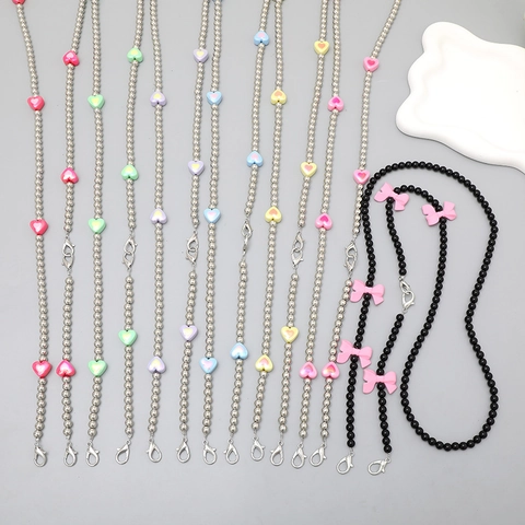 Cordón para Teléfono Cruzado con Cuentas de Corazón de Colores para Mujer Lindo Colgante de Bolso de Cuentas de Acrílico con Cierre de Mosquetón de Metal Accesorios de Correa de Funda de Teléfono