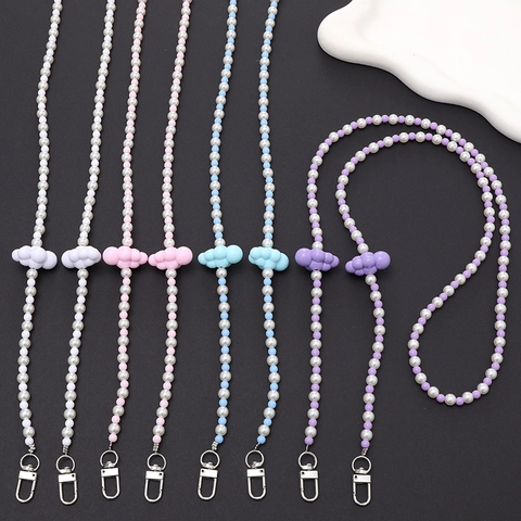Süße Wolke Künstliche Perlen Umhängeband Handy Strap Acryl Künstliche Perle Lanyard DIY Tasche Schulterkette Für Damen Mädchen Dekoratives Zubehör