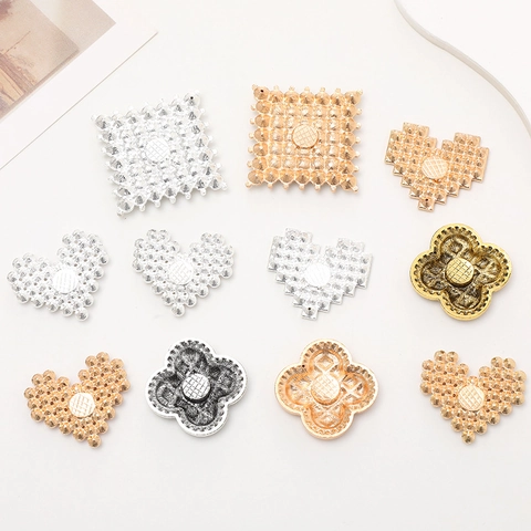 Accessori Gioielli DIY in Lega Cuore Quadrifoglio Perla Artificiale Strass Decor per Scarpe Custodia Telefono Donna Retrò